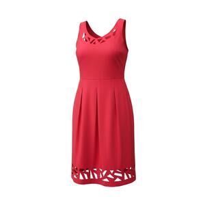 Allison Woods Red Fit & Flare 20W Cutout Hem Dress Cotton Stretch Size Large